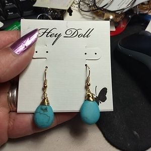 Blue Stone earrings 2"